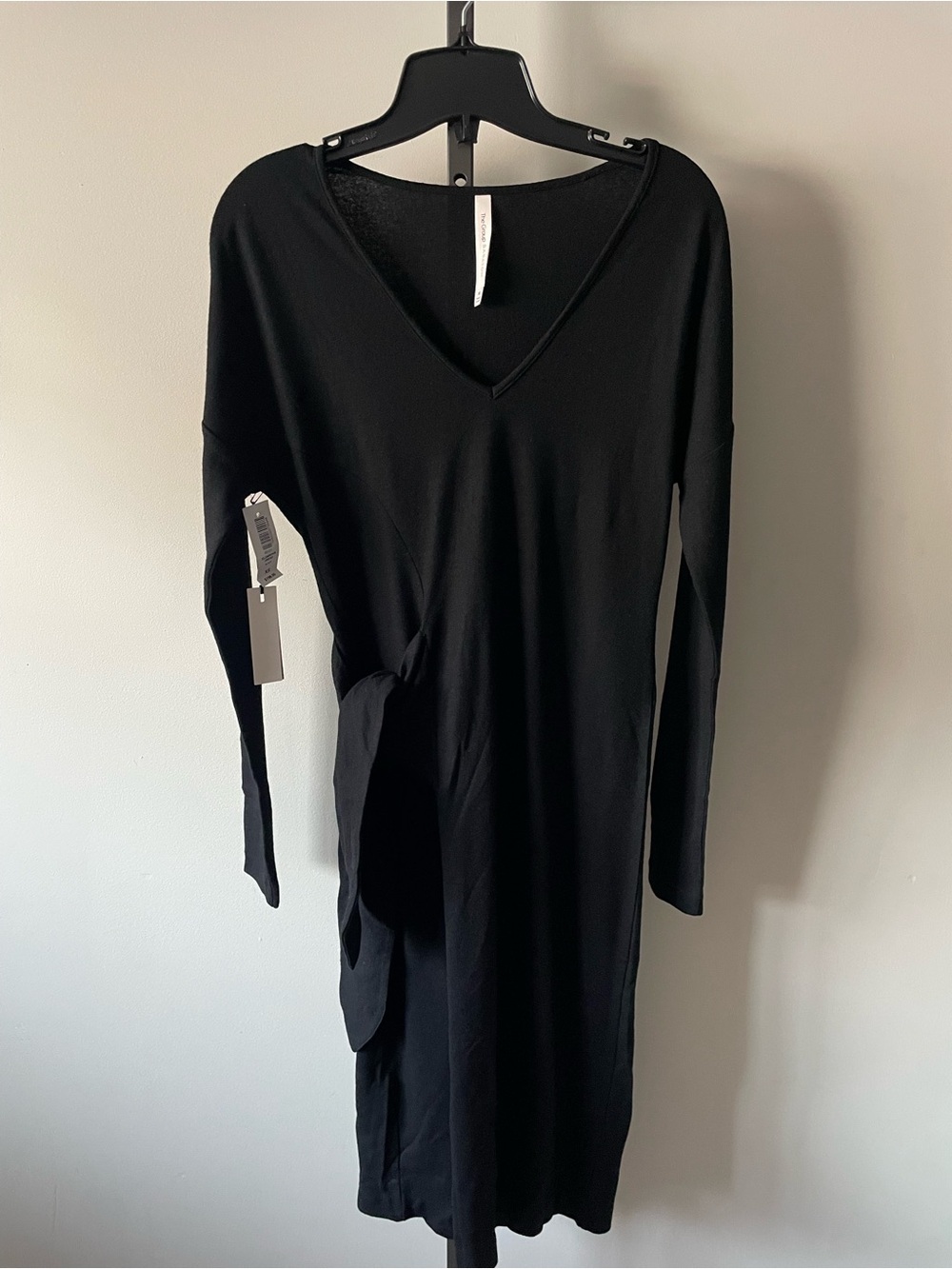 Babaton 100% Wool The Group Eldarova Dress Side Tie Black Faux Wrap RARE NWT